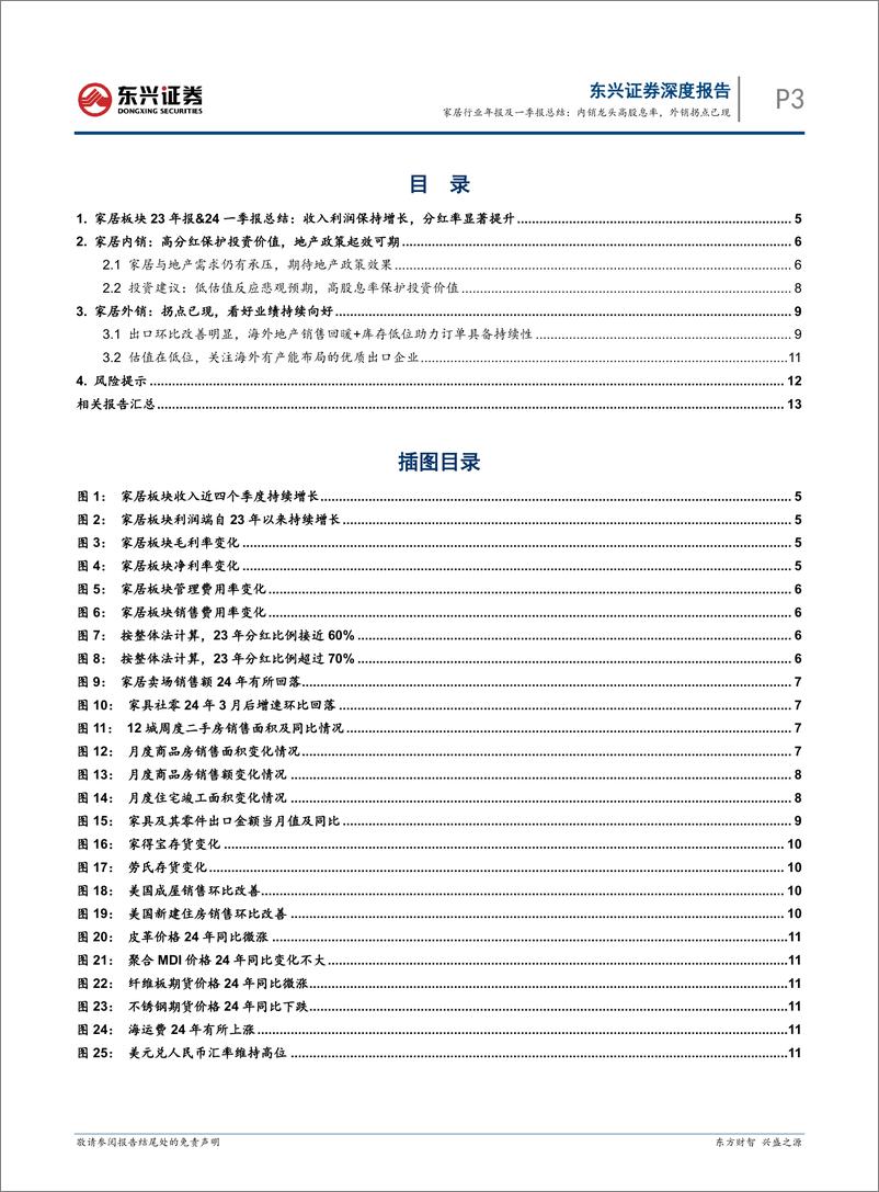 《家居行业年报及一季报总结：内销龙头高股息率，外销拐点已现-240520-东兴证券-15页》 - 第3页预览图