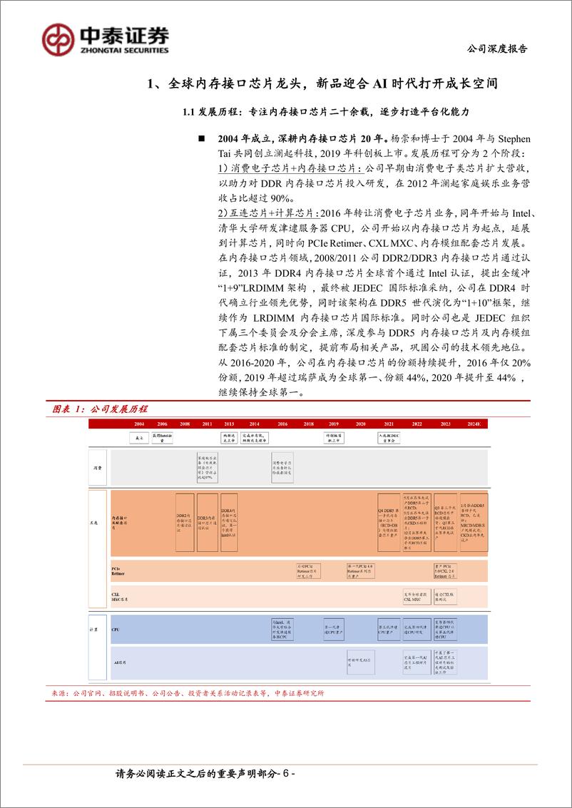 《澜起科技(688008)深度：全球内存接口芯片龙头，新品拓展打开空间、受益AI浪潮-240719-中泰证券-42页》 - 第6页预览图