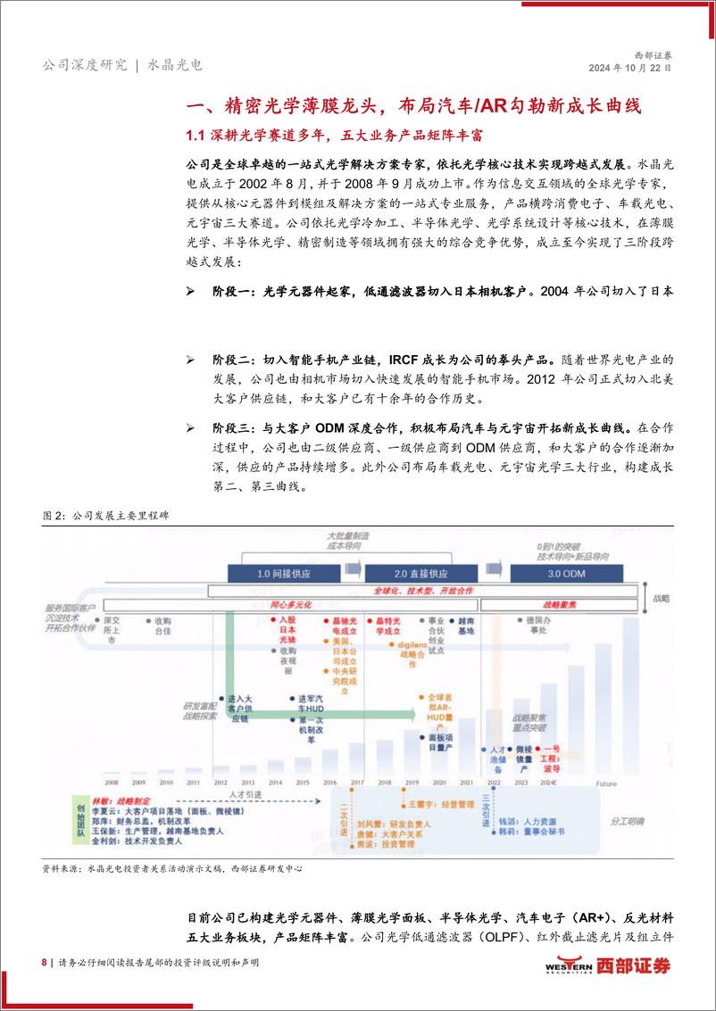 《水晶光电(002273)首次覆盖：消费电子行稳致远，AR、汽车进而有为-241022-西部证券-35页》 - 第8页预览图