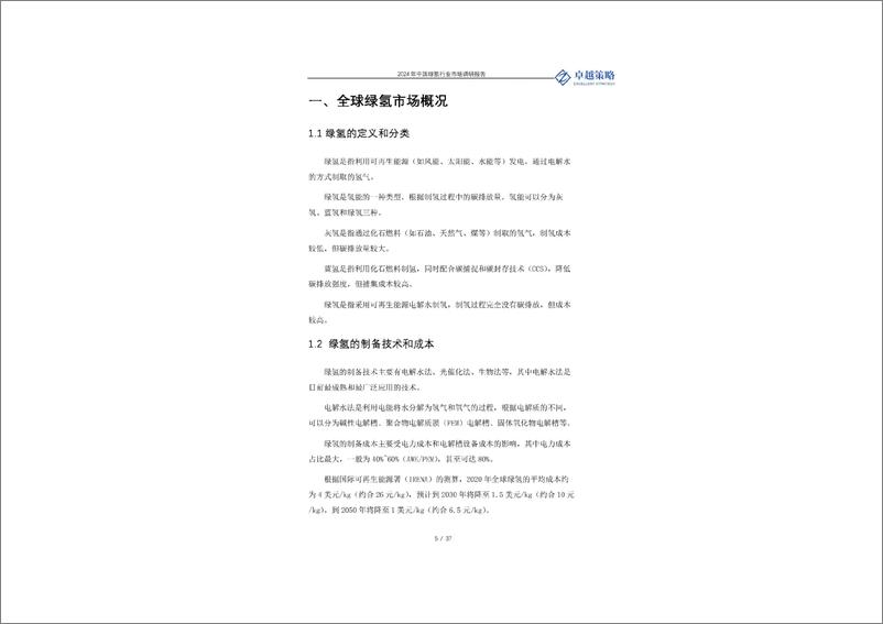 《2024中国绿氢行业市场调研报告-卓越策略》 - 第5页预览图