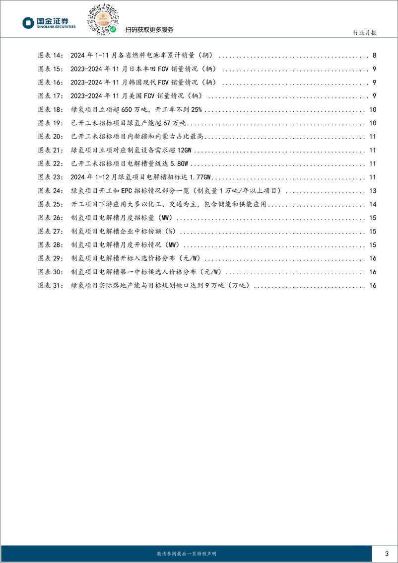 《氢能%26燃料电池行业研究月报：M1-11FCV上险达6368辆，电解槽招标1.77GW-241221-国金证券-19页》 - 第3页预览图