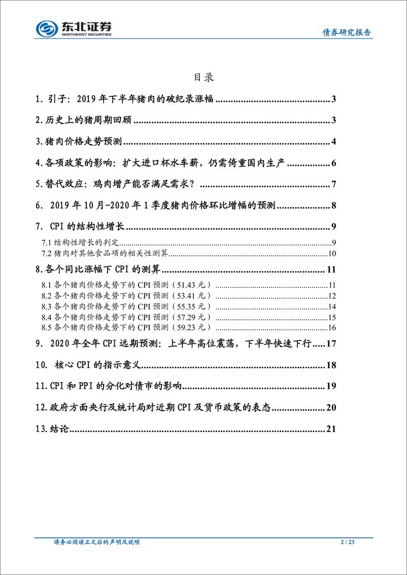 《固收专题报告：猪周期视角下的2020年通胀测算及货币政策展望-20191127-东北证券-23页》 - 第3页预览图