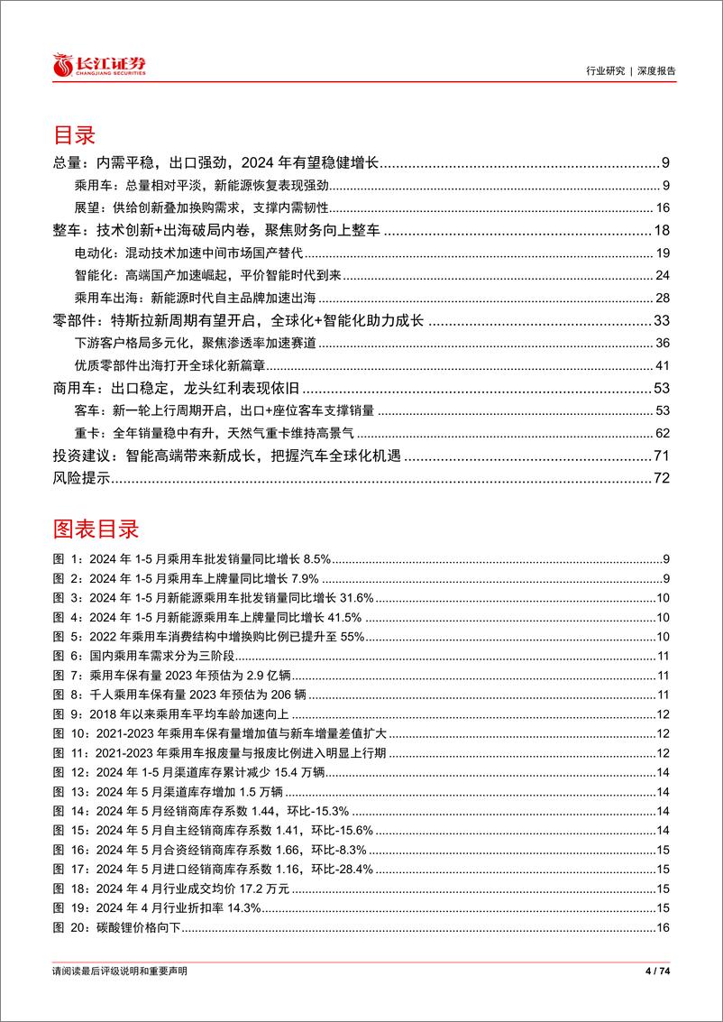 《汽车行业2024年度中期投资策略：破局“内卷”，技术创新出海新周期开启-240717-长江证券-74页》 - 第4页预览图