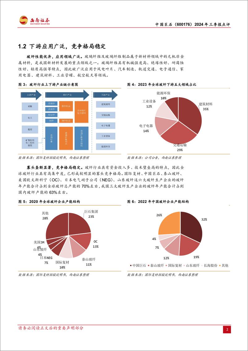 《中国巨石(600176)2024年三季报点评：玻纤行业龙头，综合优势突出-241024-西南证券-11页》 - 第3页预览图