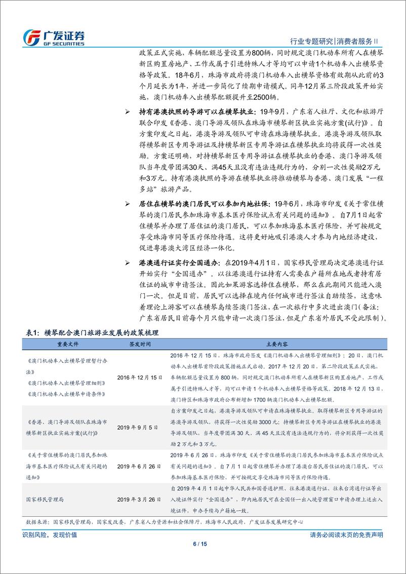 《消费者服务行业专题研究：横琴岛和澳门旅游业的协同效应有望在明年体现-20191023-广发证券-15页》 - 第7页预览图