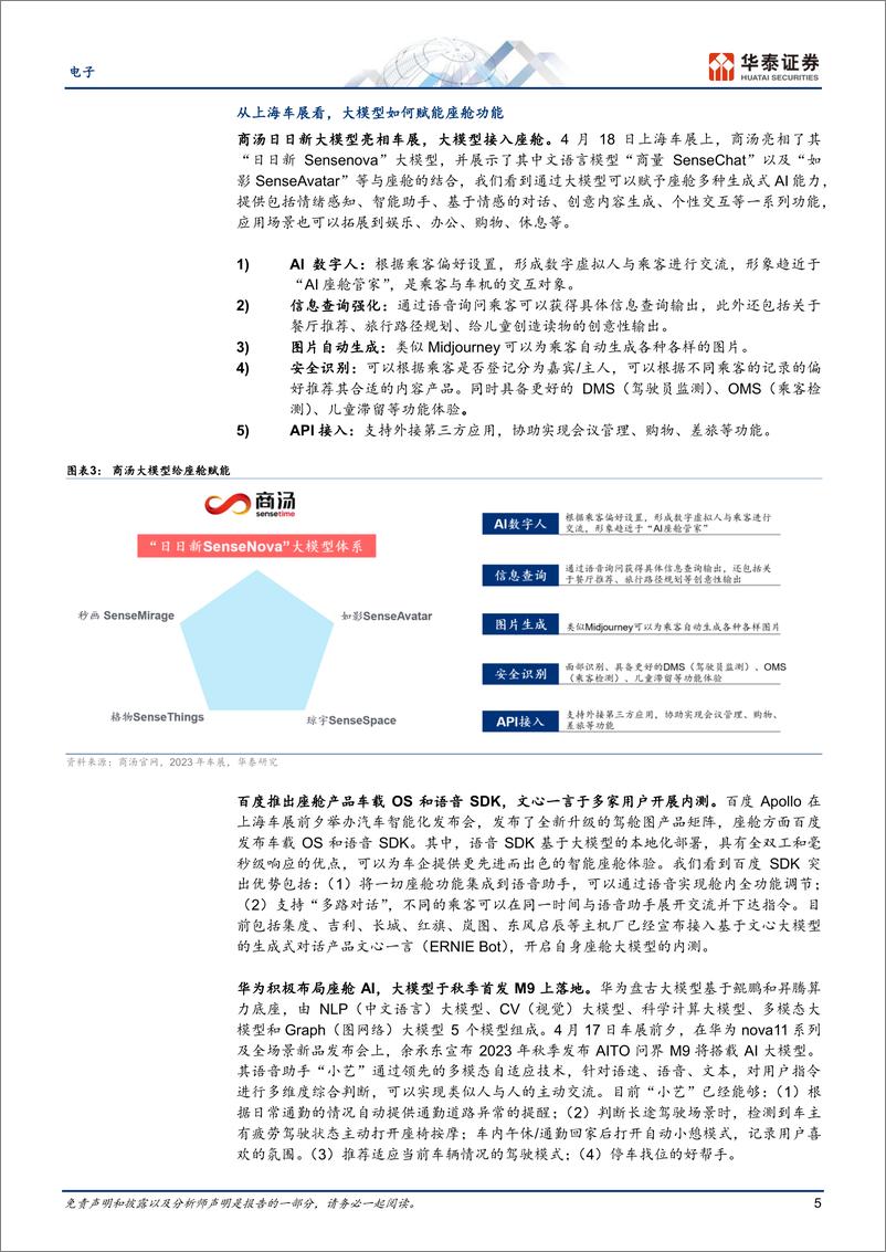 《20230425-电子设备-电子行业专题研究：AI大模型如何赋能智能座舱-华泰证券》 - 第5页预览图