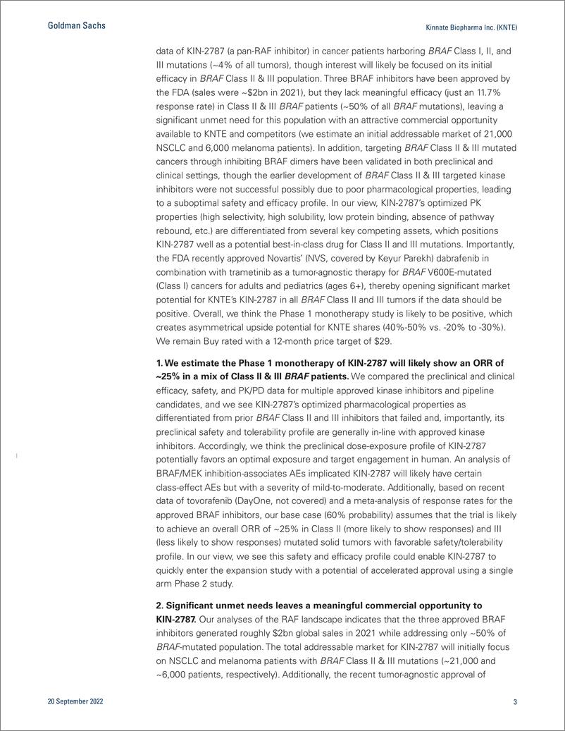 《Kinnate Biopharma Inc. (KNTE Framing the upcoming Phase 1 KIN-2787 data; Reiterate Buy(1)》 - 第4页预览图