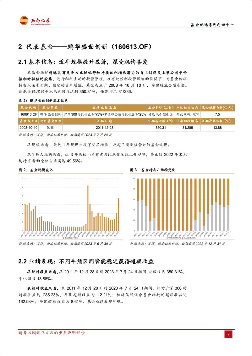 《基金优选系列之四十一：鹏华基金伍旋，践行价值投资派老将，穿越牛熊攻守兼备-20230822-西南证券-24页》 - 第7页预览图