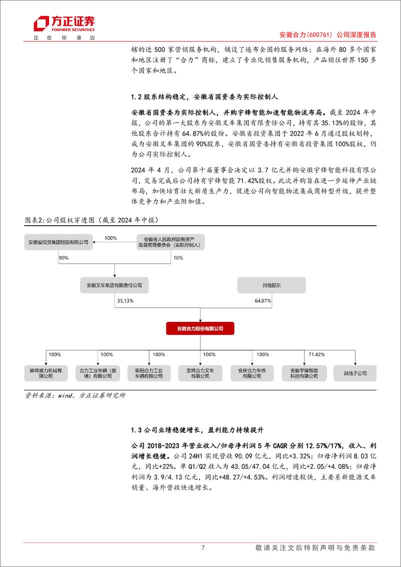 《安徽合力(600761)公司深度报告：产业链布局齐全的叉车龙头，电动化与国际化再添新动能-240911-方正证券-28页》 - 第7页预览图