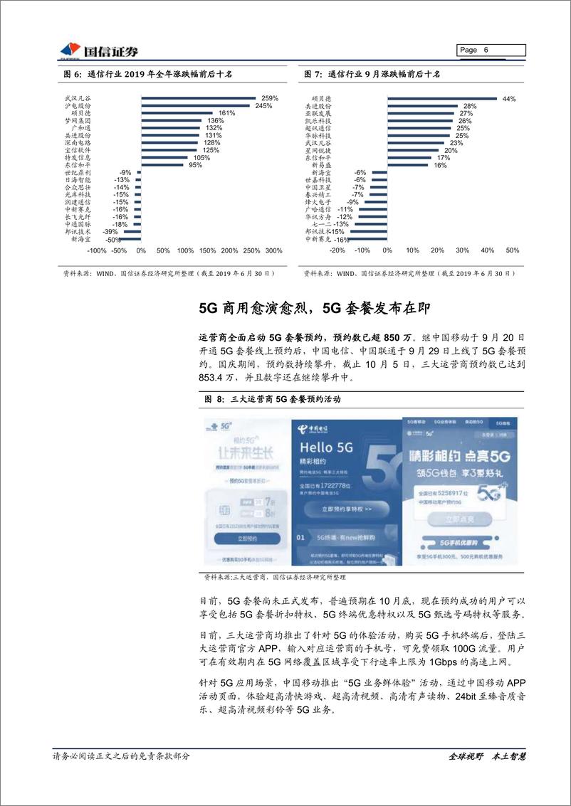 《通信行业2019年10月投资策略：看好5G基建、流量增长和网络安全主线-20191008-国信证券-13页》 - 第7页预览图