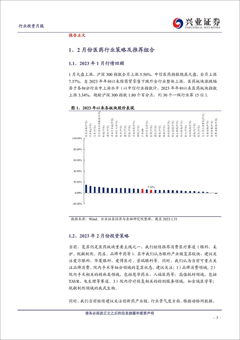 《医药行业2023年2月投资月报：复苏是短期重要主线，继续推荐消费医疗+创新药+创新药产业链-20230209-兴业证券-19页》 - 第4页预览图