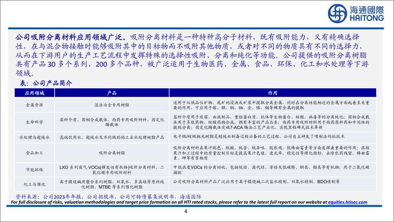 《蓝晓科技(300487)国内吸附分离树脂龙头，高端应用产品逐步放量-240611-海通国际-55页》 - 第4页预览图