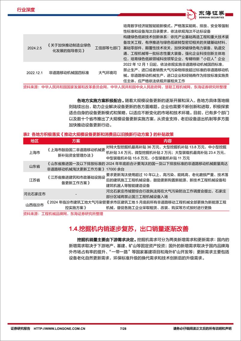 《东海证券-机械设备行业深度报告_把握国产挖掘机_全球化 电动化_机遇》 - 第7页预览图