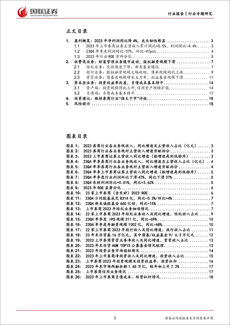 《非银金融行业券商2023年报综述：行业利润下滑，龙头韧性彰显-240404-国联证券-20页》 - 第2页预览图