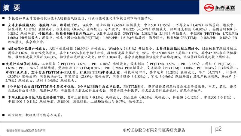 《A股市场估值跟踪三十五：科技回升、地产下跌-20230103-东兴证券-23页》 - 第3页预览图