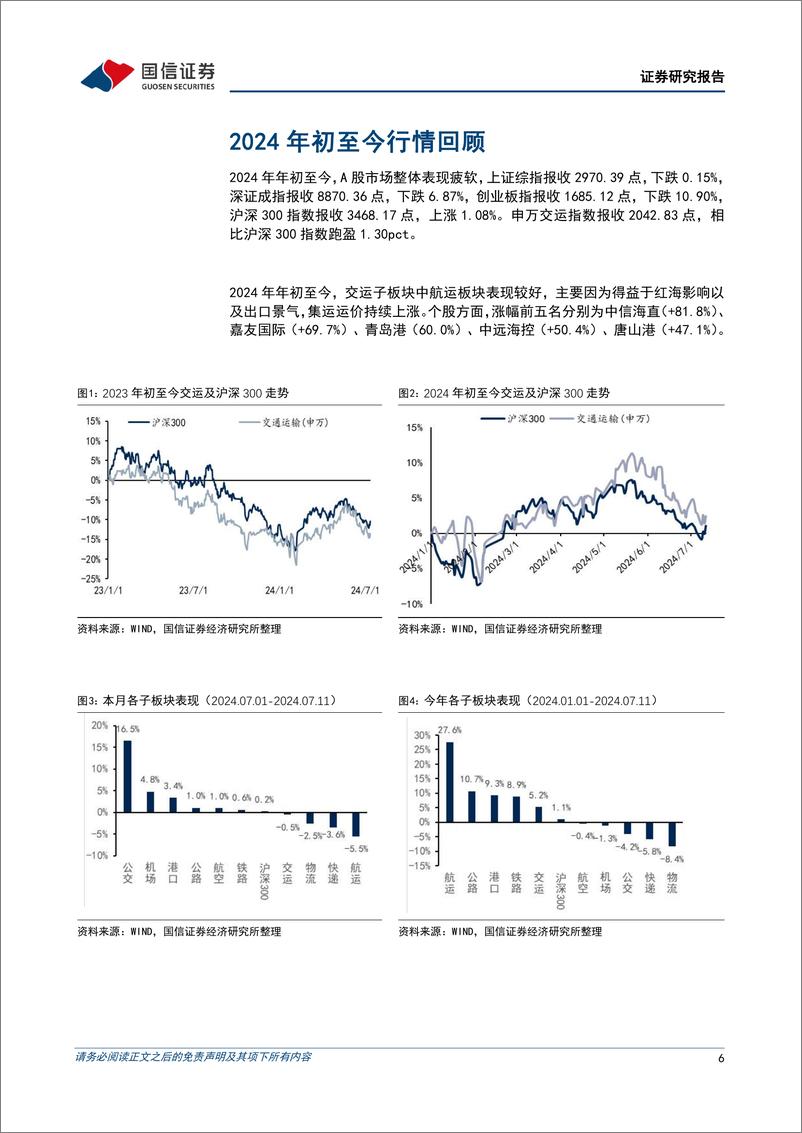 《交通运输行业2024年7月暨中期投资策略：把握边际改善与估值底部机会，积极看好航运与快递-240712-国信证券-35页》 - 第6页预览图