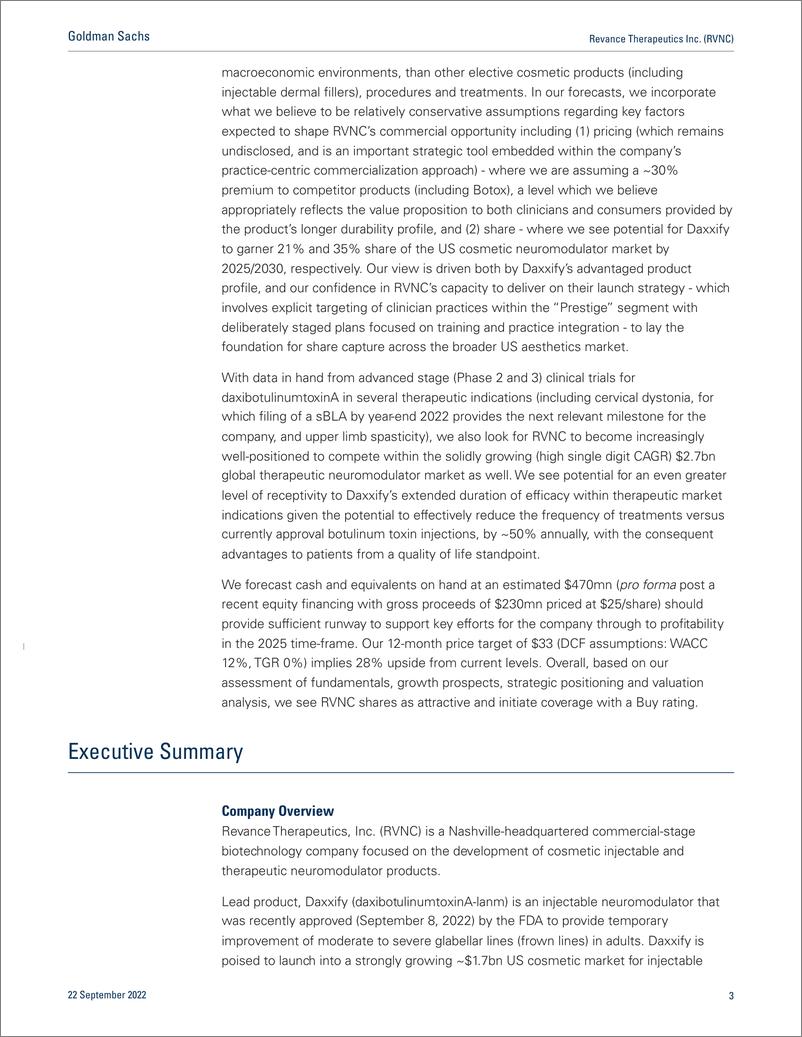 《Revance Therapeutics Inc. (RVNC Daxxify Positioned to Disrupt. Initiating Coverage at Buy. PT $33.(1)》 - 第4页预览图