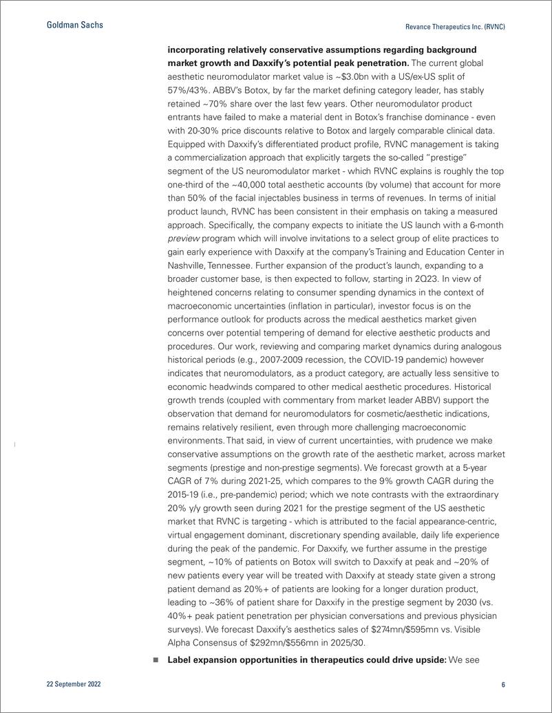 《Revance Therapeutics Inc. (RVNC Daxxify Positioned to Disrupt. Initiating Coverage at Buy. PT $33.(1)》 - 第7页预览图