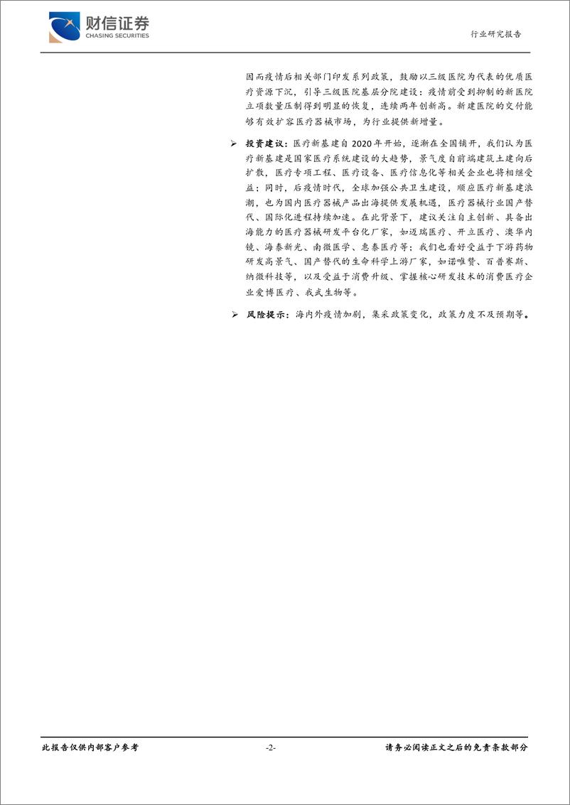 《医疗器械行业月度点评：医疗新基建持续铺开，相关板块将陆续受益-20220926-财信证券-16页》 - 第3页预览图