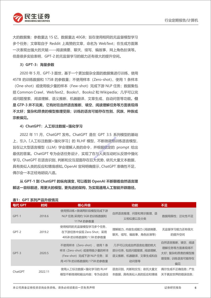 《【民生证券】计算机行业周报：ChatGPT：AI时代资本定价标杆性事件 2》 - 第7页预览图