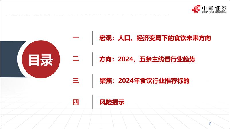 《食品饮料行业2024年度策略：风雨临溪舟自渡，关注需求侧变化下的行业新趋势-240313-中邮证券-40页》 - 第3页预览图