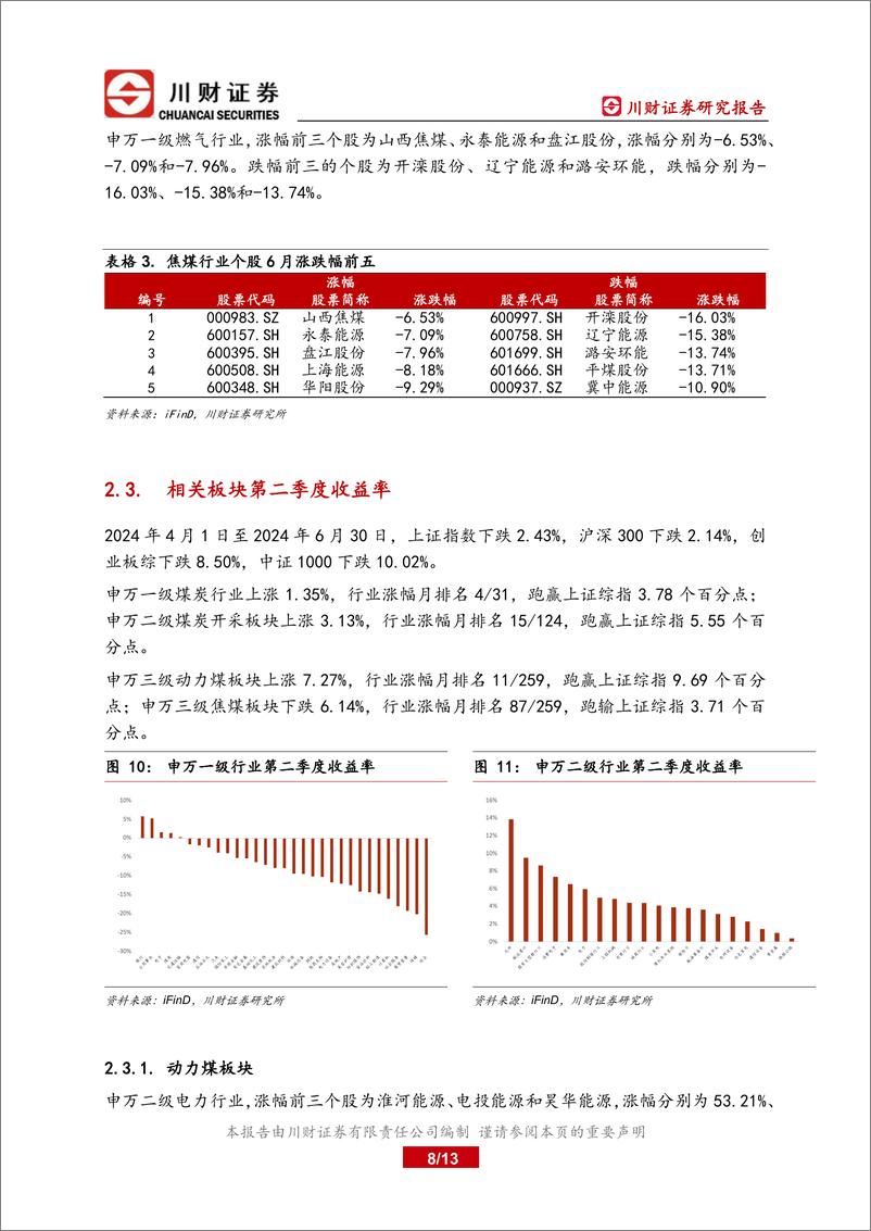 《煤炭开采板块上半年总结及下半年展望：继续关注盈利能力好和股息率高的标的-240723-川财证券-13页》 - 第8页预览图