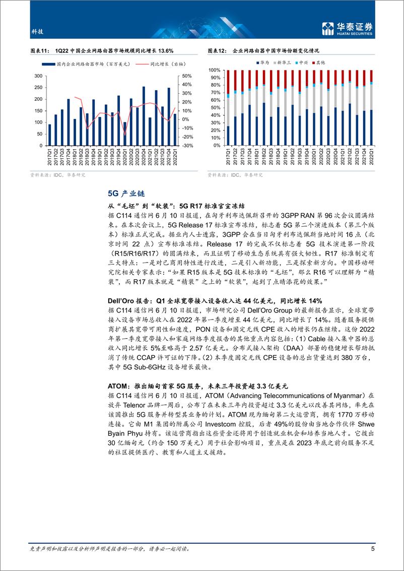 《通信行业专题研究： Q1云硬件稳增长；光模块景气度延续-20220612-华泰证券-22页》 - 第6页预览图