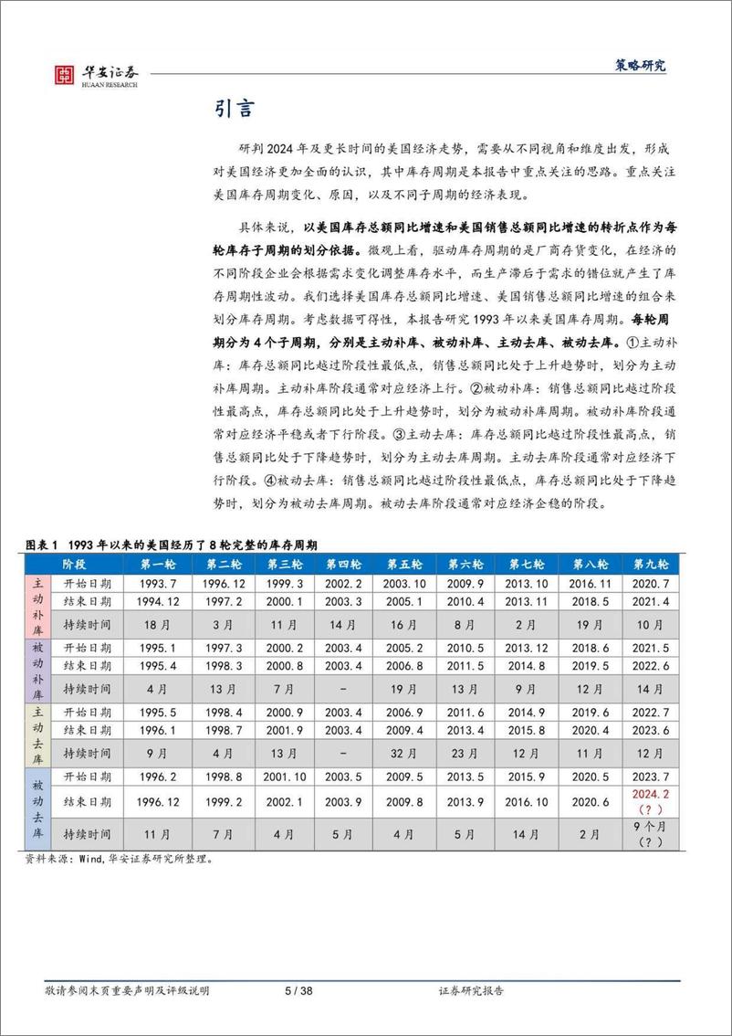 《1993年以来美国库存周期复盘启示：库存周期视角下的美国经济衰退与否-240506-华安证券-38页》 - 第5页预览图