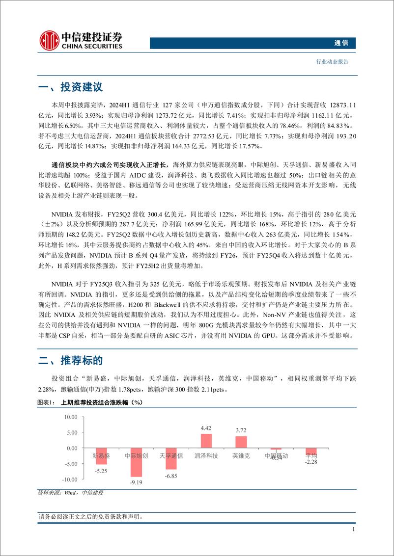 《通信行业：2024H1通信行业实现良好增长，算力、出口链表现亮眼-240902-中信建投-11页》 - 第3页预览图