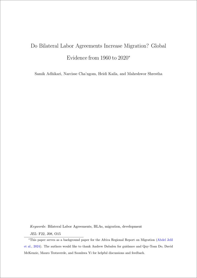 《世界银行-双边劳工协议会增加移民吗？1960年至2020年的全球证据（英）-2024.12-49页》 - 第3页预览图