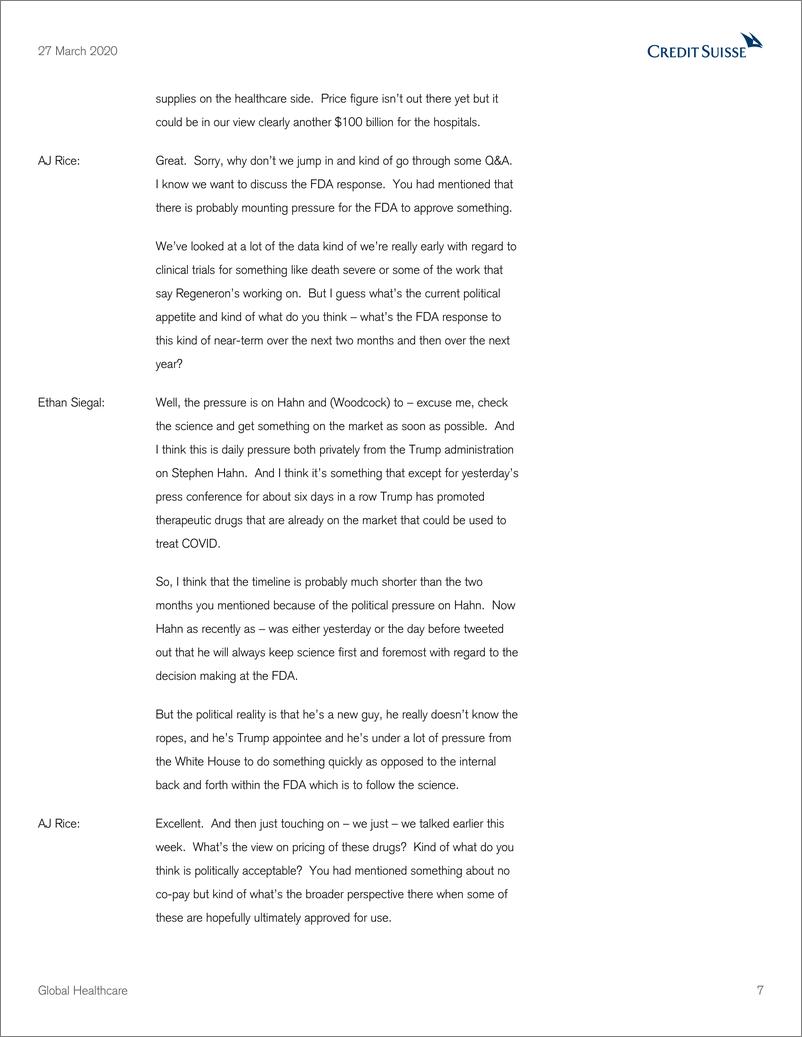 《瑞信-美股-医疗保健行业-全球医疗业：华盛顿的COVID-19疫情探讨-2020.3.27-27页》 - 第8页预览图