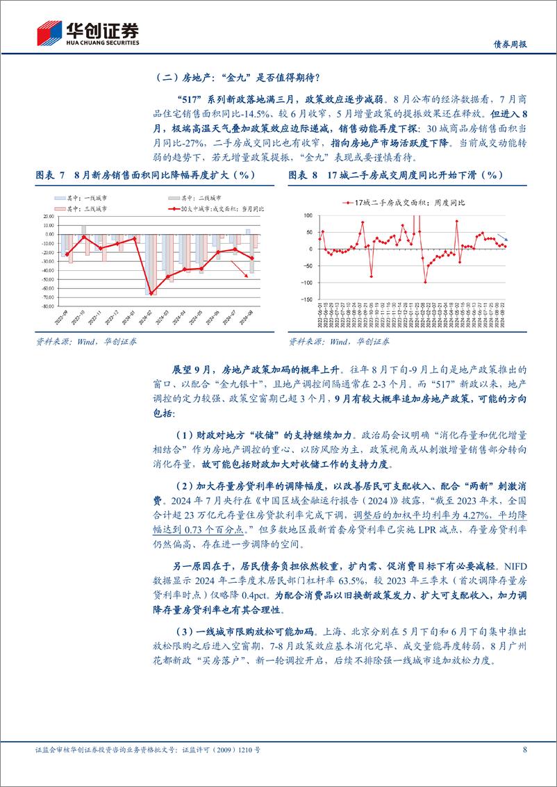 《【债券月报】9月债券月报：政策扰动增加，交易审慎、配置积极-240902-华创证券-31页》 - 第8页预览图