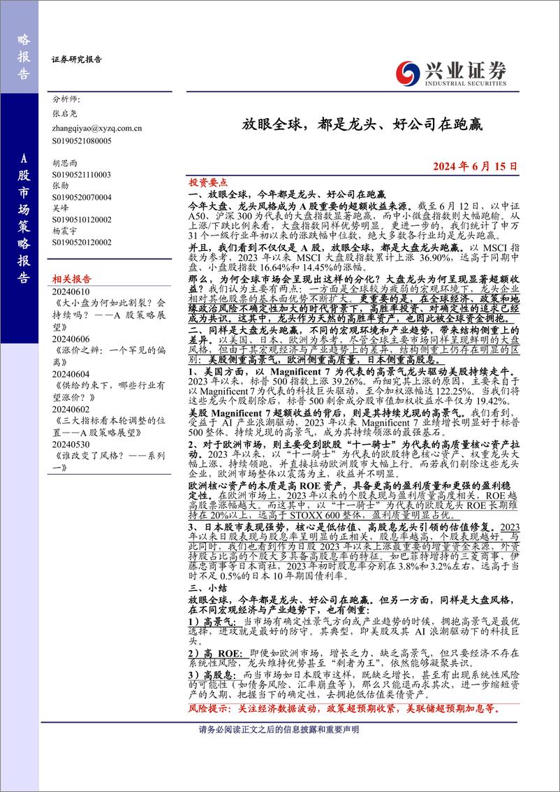 《放眼全球，都是龙头、好公司在跑赢-240615-兴业证券-12页》 - 第1页预览图