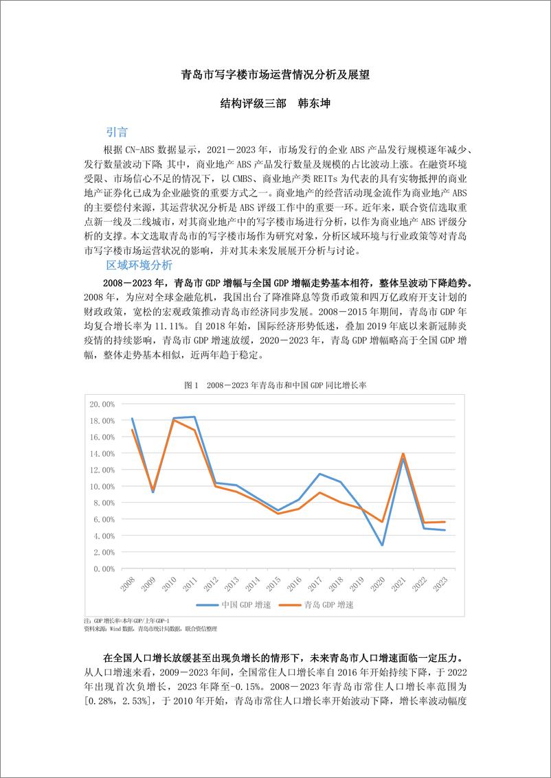 《青岛市写字楼市场运营情况分析及展望》 - 第1页预览图