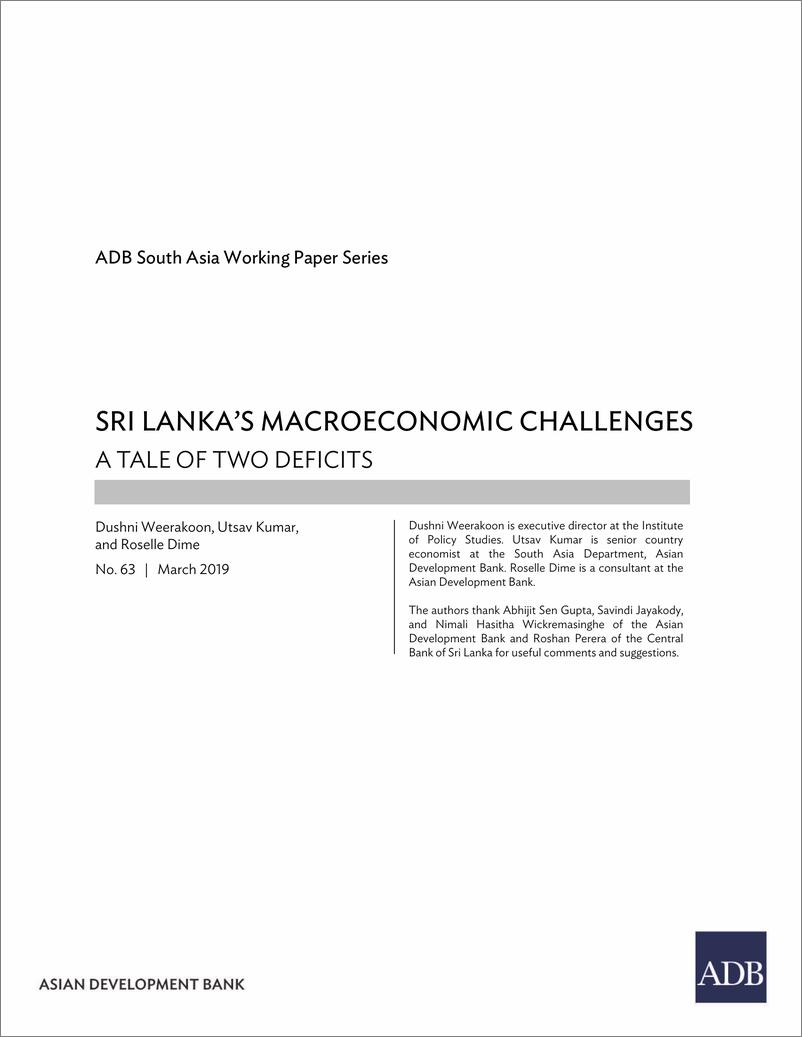 《亚开行-斯里兰卡的宏观经济挑战：两个赤字的故事（英文）-2019.3-49页》 - 第3页预览图
