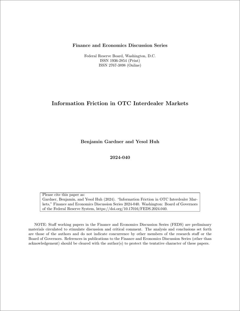 《美联储-OTC中间市场的信息摩擦（英）-2024.6-30页》 - 第1页预览图