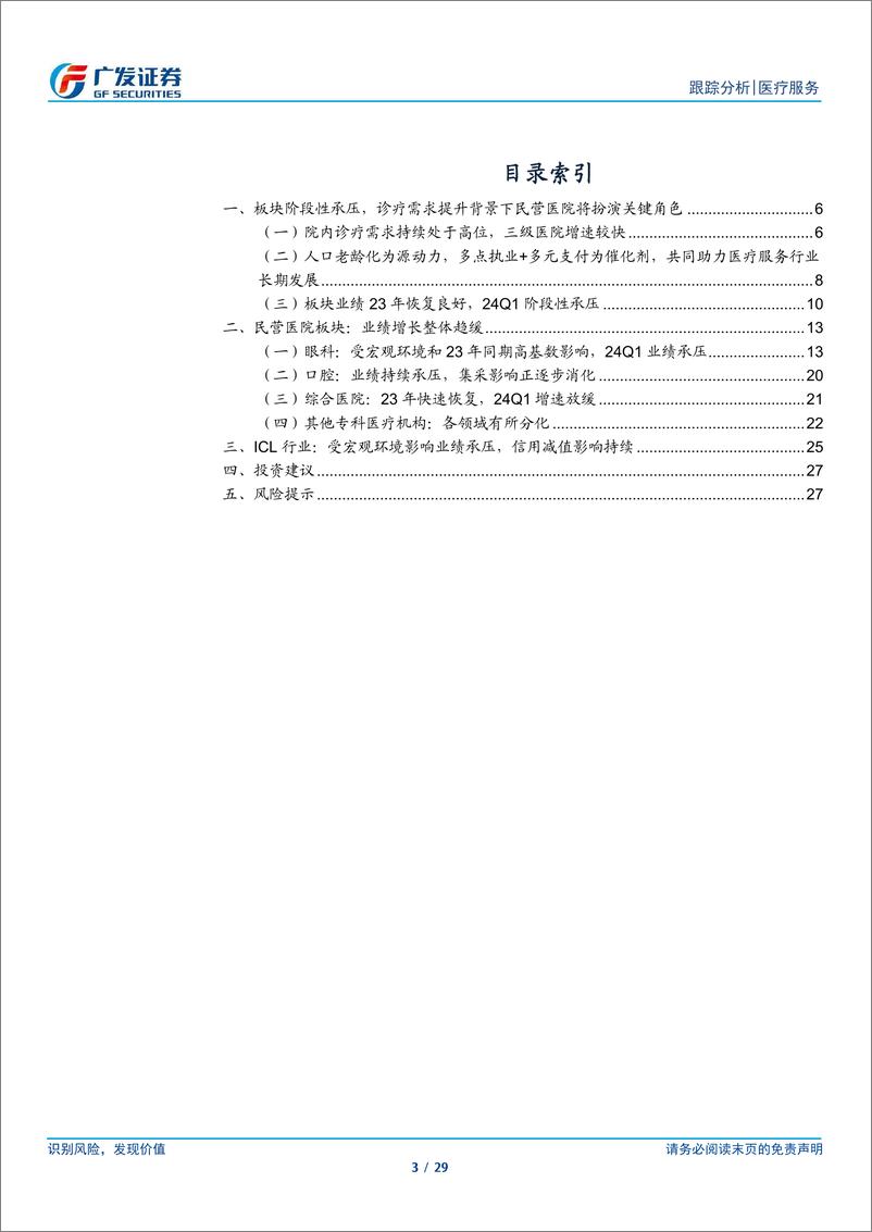 《医疗服务行业2023年报及2024年1季报总结：板块业绩阶段性承压，看好行业长期发展-240506-广发证券-29页》 - 第3页预览图