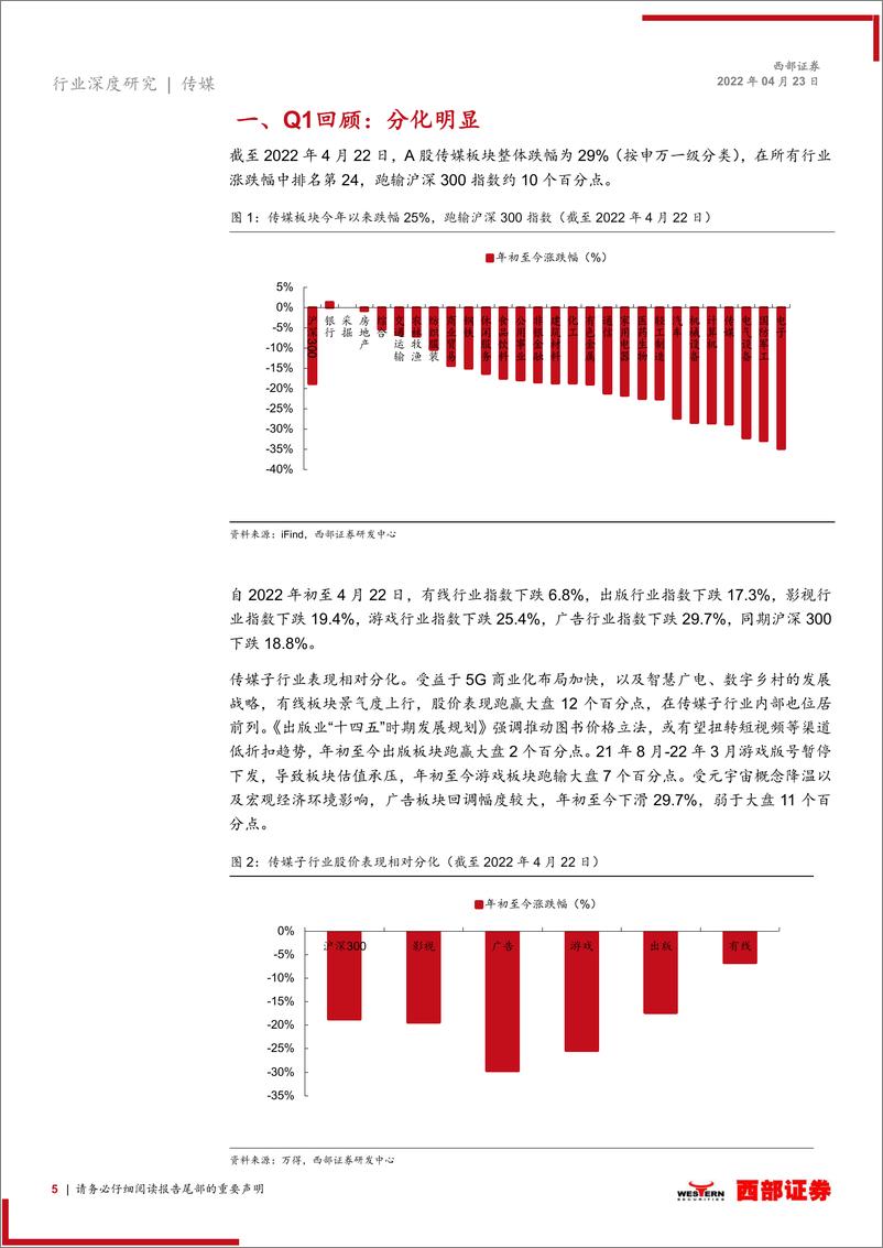 《传媒行业2022年中期策略报告：多个子行业迎来拐点，关注疫情修复以及技术创新-20220423-西部证券-37页》 - 第6页预览图