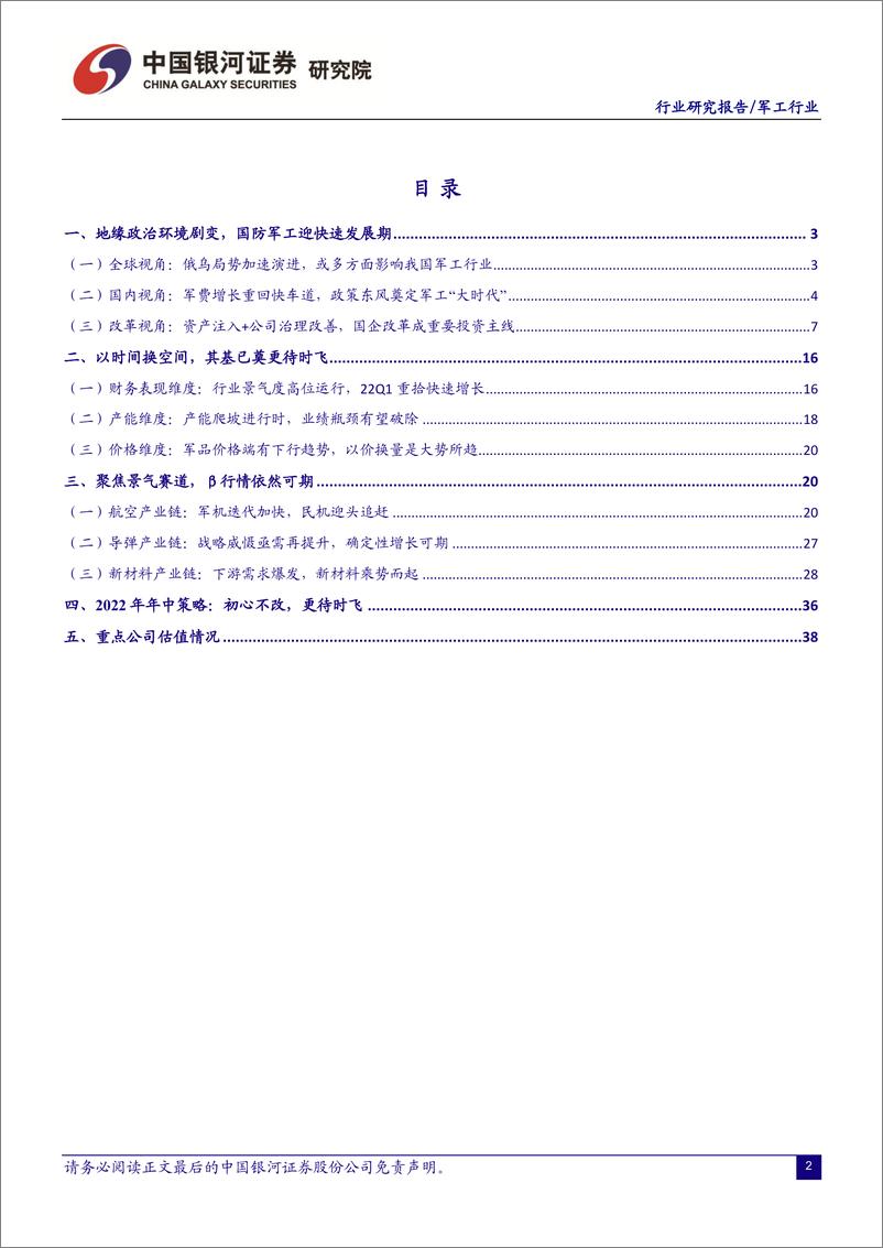 《国防军工行业2022年中期投资策略：初心不改，更待时飞-20220619-银河证券-42页》 - 第4页预览图