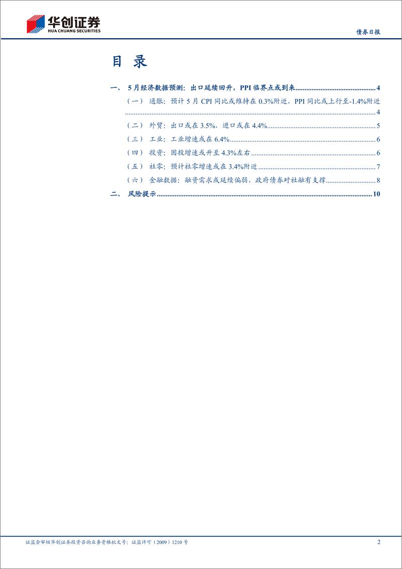 《【债券】5月经济数据预测：出口延续回升，PPI临界点或到来-240605-华创证券-13页》 - 第2页预览图