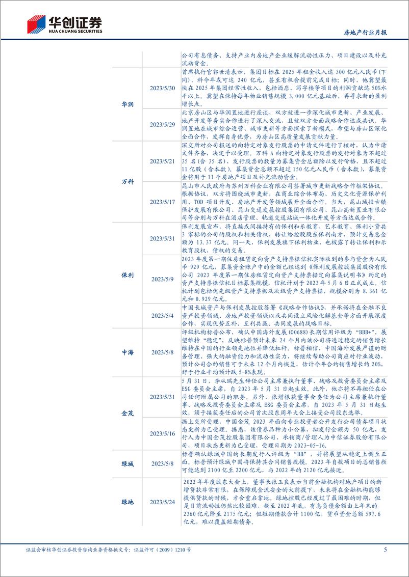 《房地产行业月报：头部房企月报（5月），需求端动力不足，房企投资仍谨慎聚焦-20230619-华创证券-19页》 - 第6页预览图