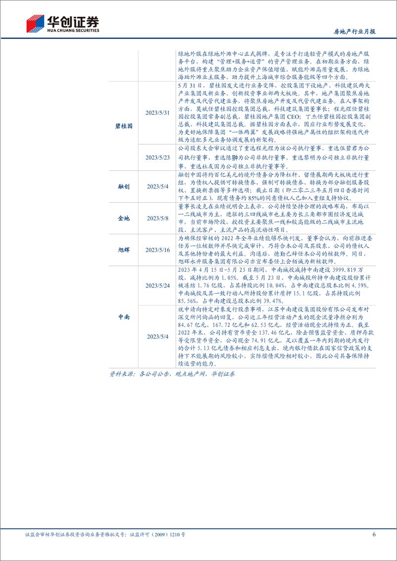 《房地产行业月报：头部房企月报（5月），需求端动力不足，房企投资仍谨慎聚焦-20230619-华创证券-19页》 - 第7页预览图