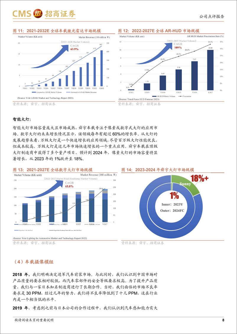 《舜宇光学科技(02382.HK)手机业务逐步复苏，技术布局助力车载XR长线成长-240620-招商证券-23页》 - 第8页预览图