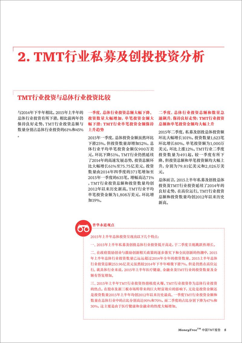 《MoneyTree™ 中国 TMT 报告（2015年一、二季度）（2015年9月）》 - 第5页预览图