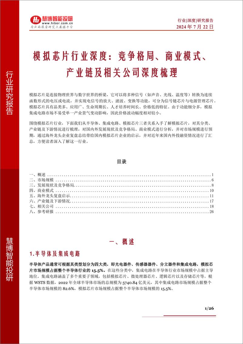 《模拟芯片行业深度_竞争格局_商业模式_产业链及相关公司深度梳理-慧博智能投研》 - 第1页预览图