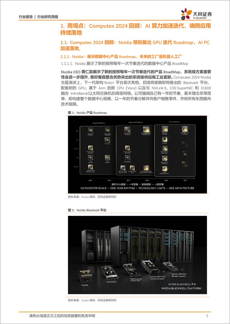 《消费电子行业Computex＋2024回顾：AI算力加速迭代，端侧应用持续落地-240612-天风证券-37页》 - 第5页预览图