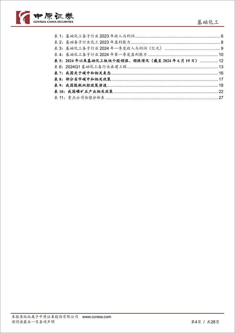 《基础化工行业半年度策略：行业景气有望边际复苏，三条主线布局投资机会-240705-中原证券-28页》 - 第4页预览图