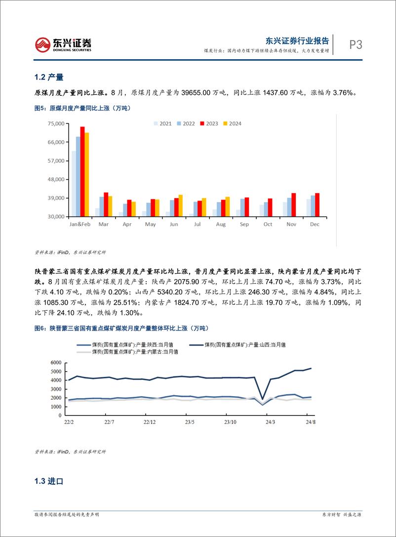 《煤炭行业报告：国内动力煤下游继续去库存但放缓，火力发电量增-240920-东兴证券-10页》 - 第3页预览图