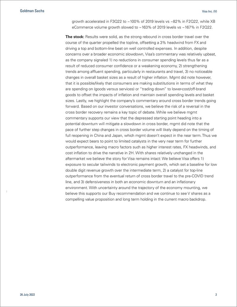 《Visa Inc. (V Key Takeaways from F3Q22 EP Cross border recovery offsets FX headwinds to drive 3Q beat(1)》 - 第2页预览图