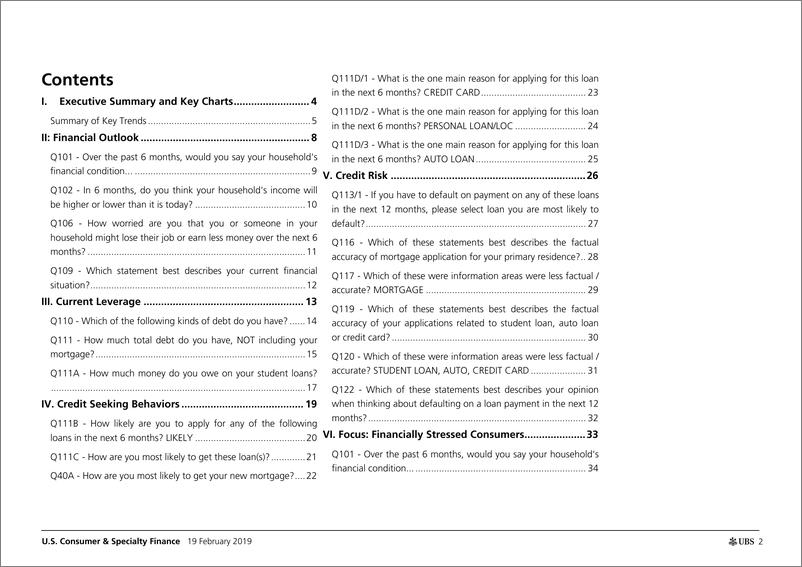 《瑞银-美股-金融业-第4季度对消费者借贷行为的调查显示：趋势喜忧参半，情况稳定，但一些压力变得更加明显-2019.2.19-48页》 - 第3页预览图